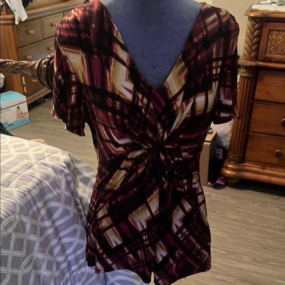 Plaid V-Neck Women's Top